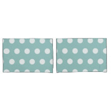 Eggshell Blue Geometric White Polka Dots