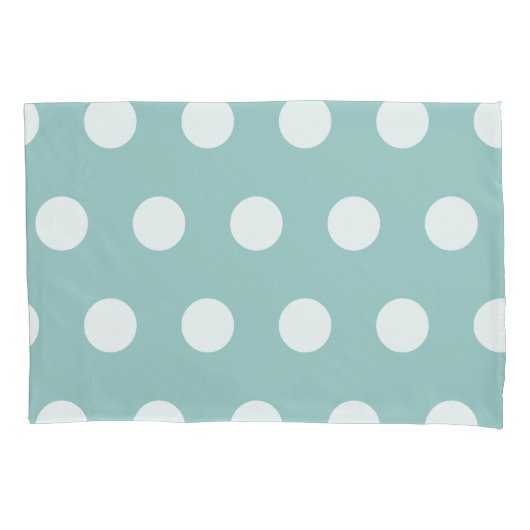 Eggshell Blue Geometric White Polka Dots Kussensloop (Voorkant-Links)
