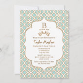 Eggshell Blue Gold Moroccan Baby Boy Shower Kaart (Voorkant)