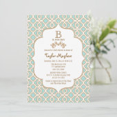 Eggshell Blue Gold Moroccan Baby Boy Shower Kaart (Staand voorkant)