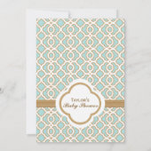 Eggshell Blue Gold Moroccan Baby Boy Shower Kaart (Achterkant)