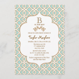 Eggshell Blue Gold Moroccan Baby Boy Shower Kaart
