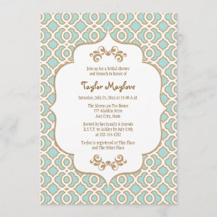 Eggshell Blue Gold Moroccan Vrijgezellenfeest Invi Kaart