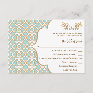Eggshell Blue Gold Moroccan Wedding Response Cards RSVP Kaartje