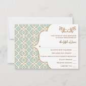 Eggshell Blue Gold Moroccan Wedding Response Cards RSVP Kaartje (Voorkant)