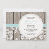 Eggshell Blue Lace Rustic Bridal Shower Kaart (Voorkant)
