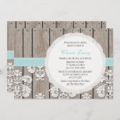 Eggshell Blue Lace Rustic Bridal Shower Kaart (Voorkant / Achterkant)