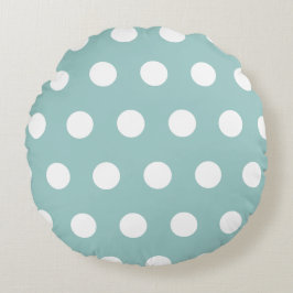 Eggshell Blue White Polka Dots Rond Kussen