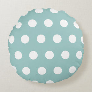 Eggshell Blue White Polka Dots Rond Kussen