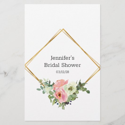 Eggshell Blush Floral Game waar we waren Flyer (Achterkant)