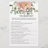 Eggshell Blush Floral Game zou de Groom zeggen Flyer (Voorkant)