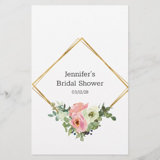 Eggshell Blush Floral Game zou de Groom zeggen Flyer (Achterkant)