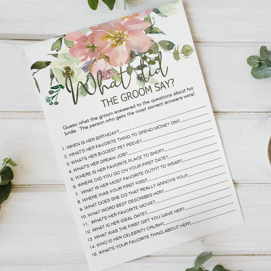 Eggshell Blush Floral Game zou de Groom zeggen Flyer