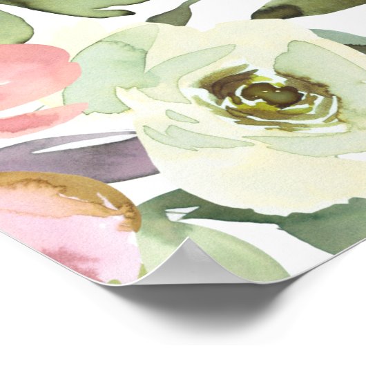 Eggshell Blush Pink Floral Weddenschap Poster (Hoek)