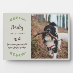Eggshell Brown Paws & Greenery Foto Pet Memorial Fotoplaat