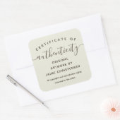 Eggshell Chic Script Certificaat van echtheid Vierkante Sticker (Envelop)