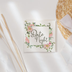 Eggshell en Blush Elegant Floral Date Night Kaart Vierkante Visitekaartje