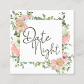 Eggshell en Blush Elegant Floral Date Night Kaart Vierkante Visitekaartje (Voorkant)