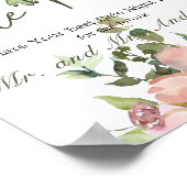 Eggshell en Blush Elegant Floral Date Night Sign Poster (Hoek)