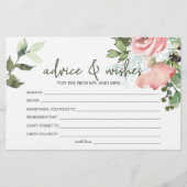 Eggshell en Blush Floral Advice Wishes Wedding Briefpapier (Voorkant)
