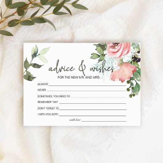 Eggshell en Blush Floral Advice Wishes Wedding Briefpapier