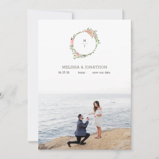 Eggshell en Blush Floral Afbeelding sparen de Datu Save The Date (Voorkant)