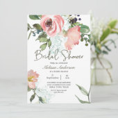Eggshell en Blush Floral Bridal Shower Invitation Kaart (Staand voorkant)