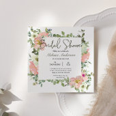 Eggshell en Blush Floral Bridal Shower Invitation Kaart