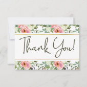 Eggshell en Blush Floral Elegant Hartelijk dank Bedankkaart (Voorkant)