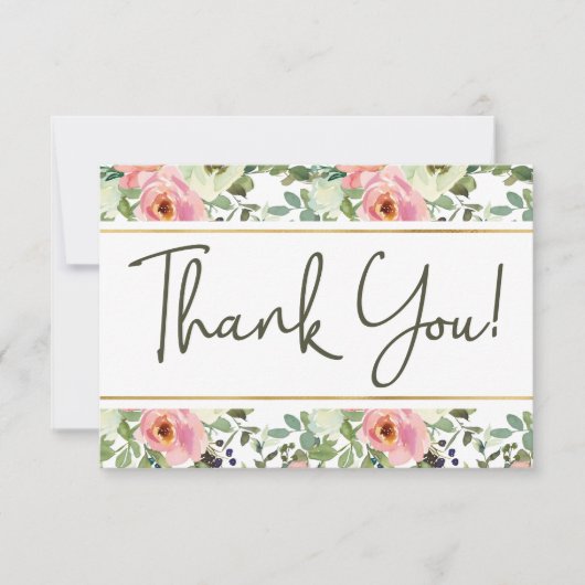 Eggshell en Blush Floral Elegant Hartelijk dank Bedankkaart (Voorkant)