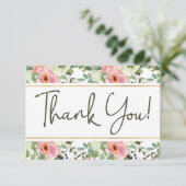 Eggshell en Blush Floral Elegant Hartelijk dank Bedankkaart (Staand voorkant)