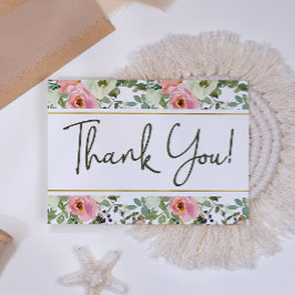 Eggshell en Blush Floral Elegant Hartelijk dank Bedankkaart