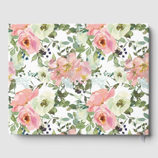 Eggshell en Blush Floral Elegant Wedding Gastenboek (Achterkant)