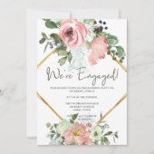 Eggshell en Blush Floral Engagement Party Kaart (Voorkant)