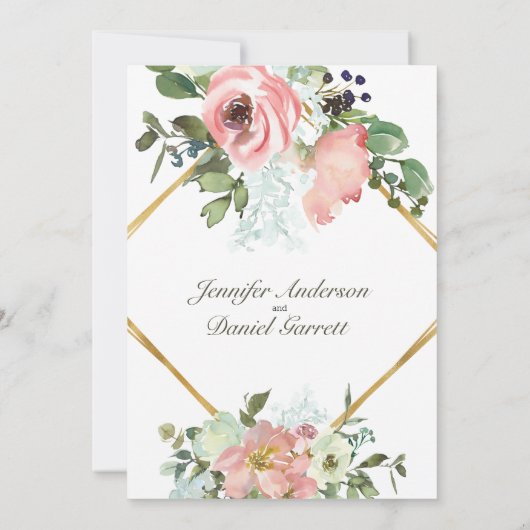 Eggshell en Blush Floral Engagement Party Kaart (Achterkant)