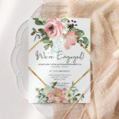Eggshell en Blush Floral Engagement Party Kaart