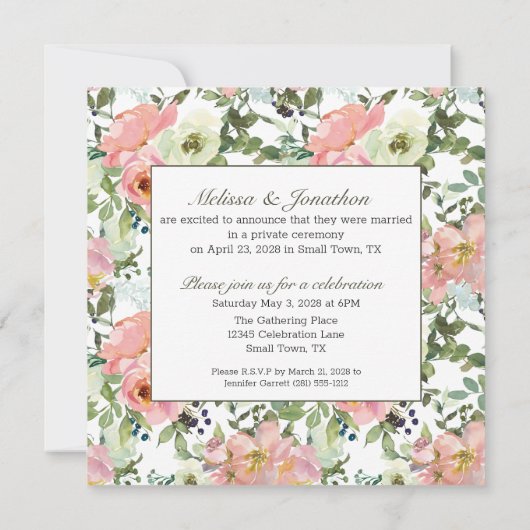 Eggshell en Blush Floral Net getrouwd Kaart (Achterkant)