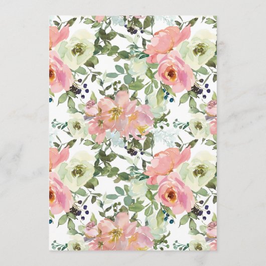 Eggshell en Blush Floral Romantic Wedding Menu (Achterkant)