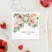 Eggshell en Blush Floral Romantic Wedding Napkins Servet (Insitu)