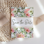 Eggshell en Blush Floral sparen de Datum Save The Date