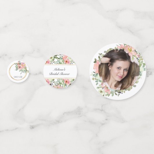 Eggshell en Blush Floral Wedding Confetti (Voorkanten)