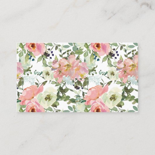 Eggshell en Blush Floral Wedding Escort Kaart Plaatskaartje (Achterkant)
