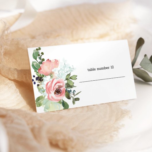 Eggshell en Blush Floral Wedding Escort Kaart Plaatskaartje