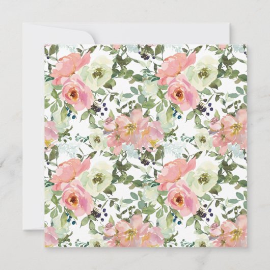 Eggshell en Blush Floral Wedding Invitation (Achterkant)