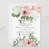 Eggshell en Blush Floral Wedding Kaart (Voorkant)