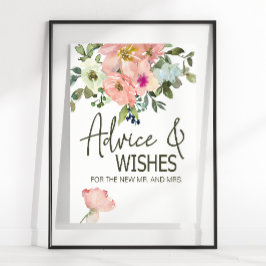 Eggshell en Blush Floral Wedding Kaart & Gifts Poster
