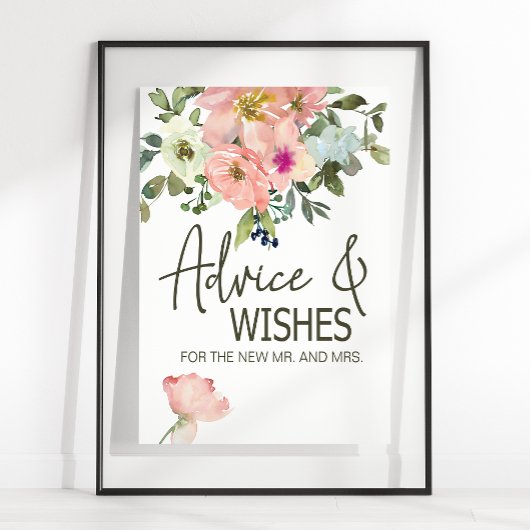 Eggshell en Blush Floral Wedding Kaart & Gifts Poster