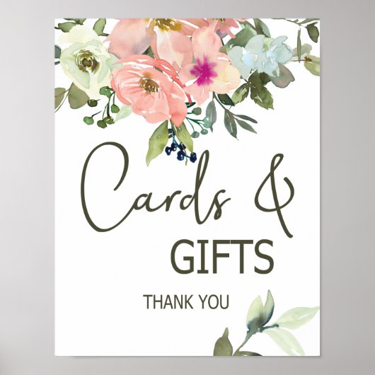 Eggshell en Blush Floral Wedding Kaart & Gifts Poster (Voorkant)