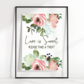 Eggshell en Blush Floral Wedding Love is Sweet Poster
