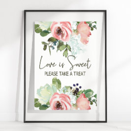 Eggshell en Blush Floral Wedding Love is Sweet Poster